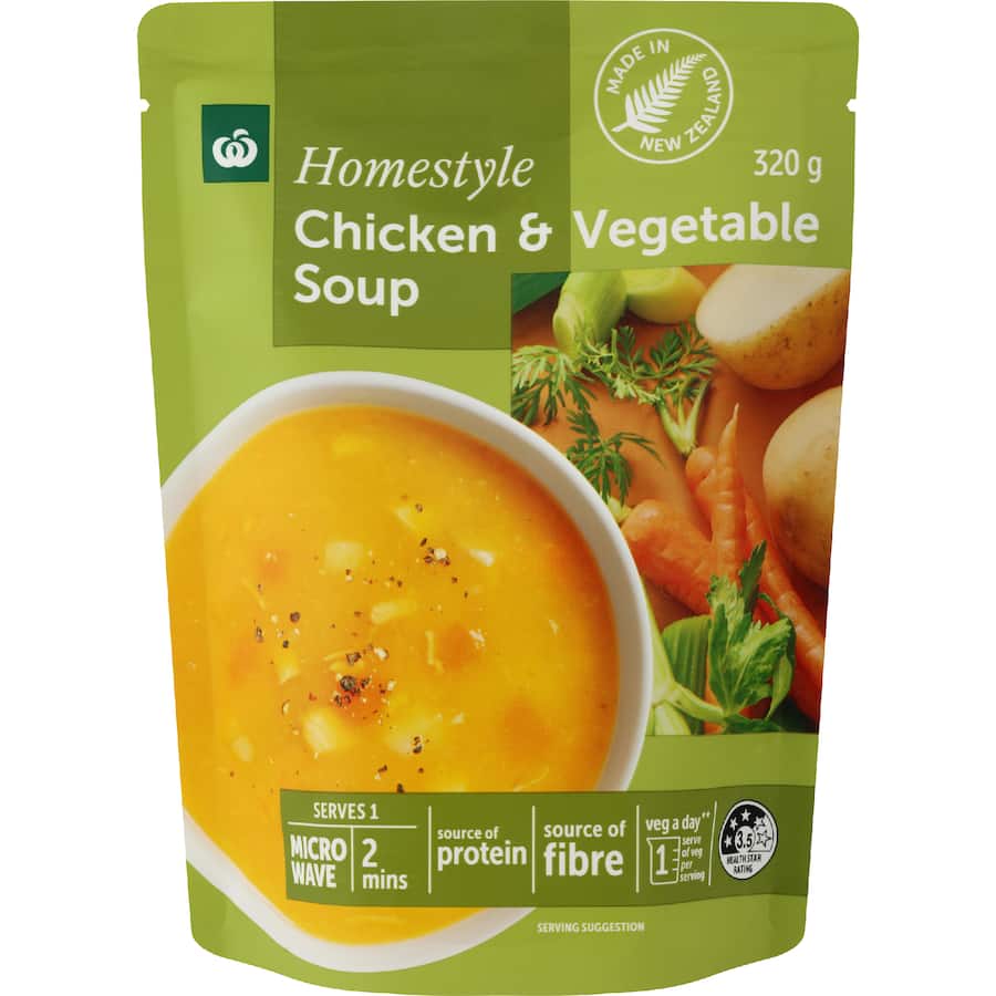 Woolworths Soup Chicken & Vegetable Pouch 320g