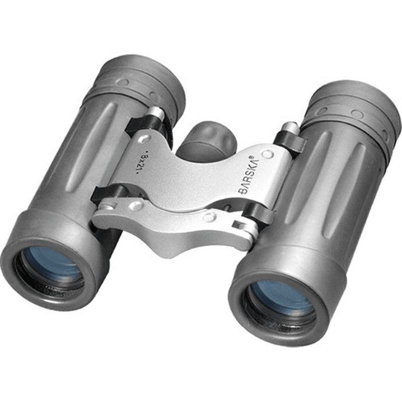 Stylish 8x21 Barska Trend Compact Binoculars with rubber armor, BAK7 prisms, and carrying case for travel and events.