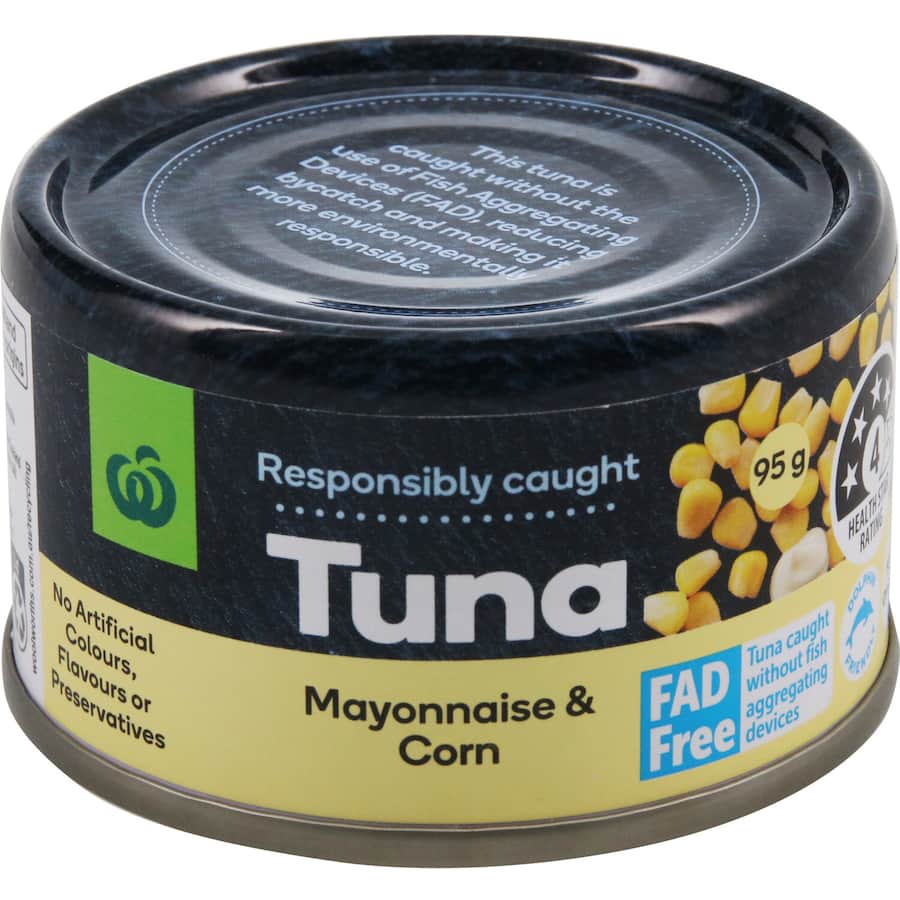 Woolworths Tuna Mayo & Corn Tear tab can 95g