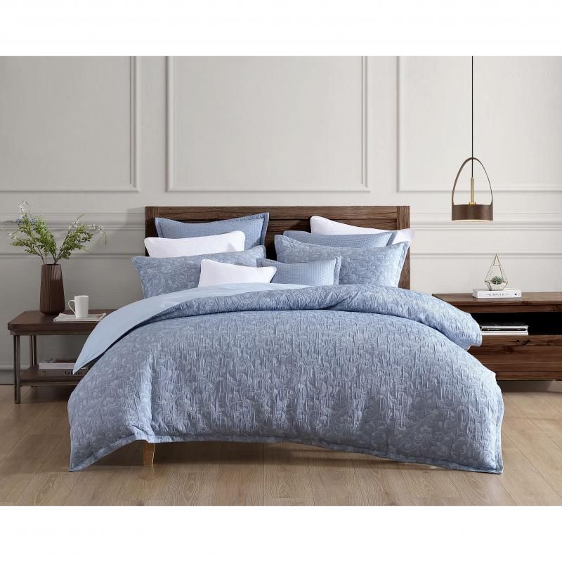 Private Collection Leoni Jacquard Quilt / Duvet Set | Super King Bed | Blue