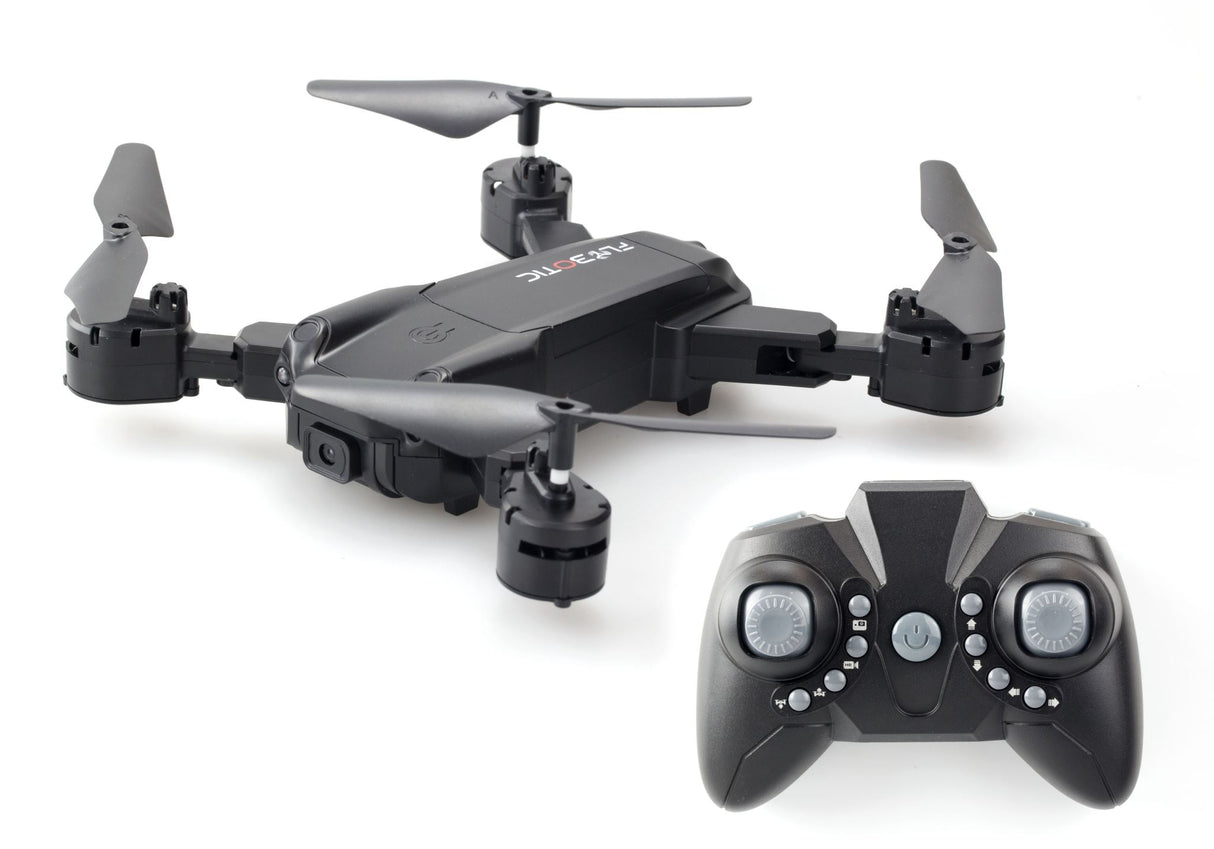 FLYBOTIC Foldable Drone by Silverlit captures 480p HD footage, features a compact design, and includes light effects for fun flights.