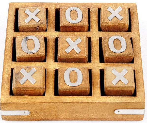 Beautifully crafted 12cm wooden Tic Tac Toe game, perfect as a decorative piece or for family game nights.