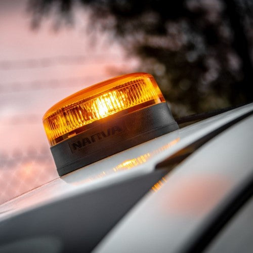 9-33V LOW PROFILE EUROTECH II LED STROBE/ROTATOR AMBER MAGNET - NARVA