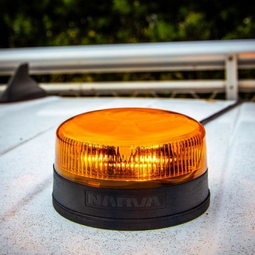 9-33V LOW PROFILE EUROTECH II LED STROBE/ROTATOR AMBER MAGNET - NARVA