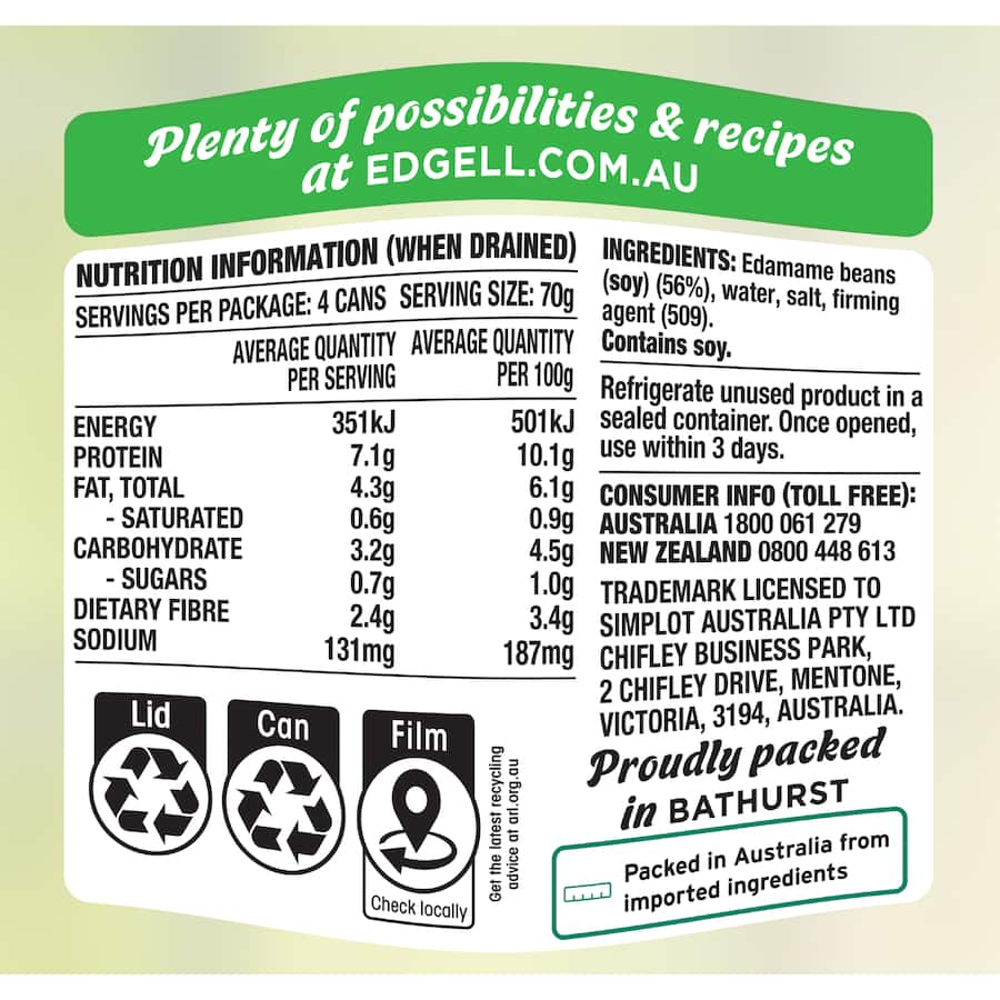 Edgell Edamame Beans  4 pack 500g