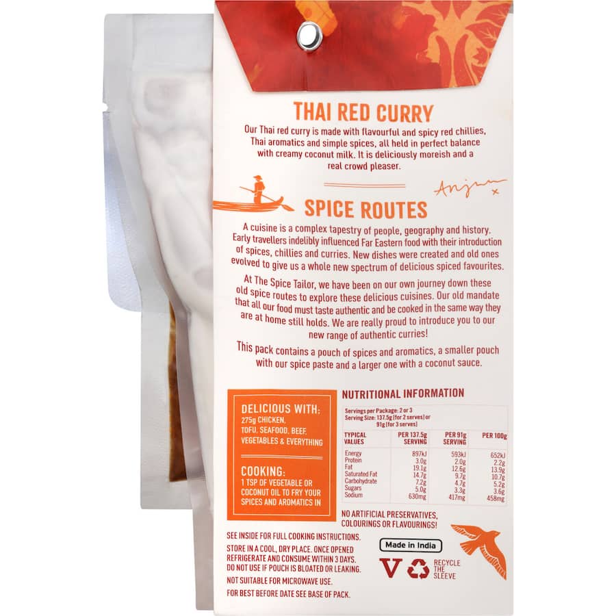 The Spice Tailor Sauce Kit Thai Red Curry Packet 275g