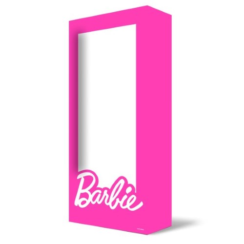 Colorful Barbie Box Step In Photo Prop, measuring 154cm x 63cm for themed parties and fun photo shoots.