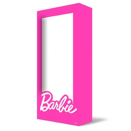 Colorful Barbie Box Step In Photo Prop, measuring 154cm x 63cm for themed parties and fun photo shoots.