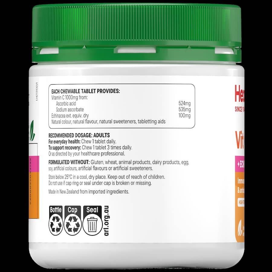 Healtheries Vitamin C With Echinacea 1000mg Chewable tablets 80pack