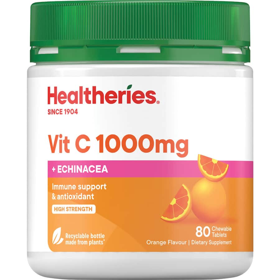 Healtheries Vitamin C With Echinacea 1000mg Chewable tablets 80pack