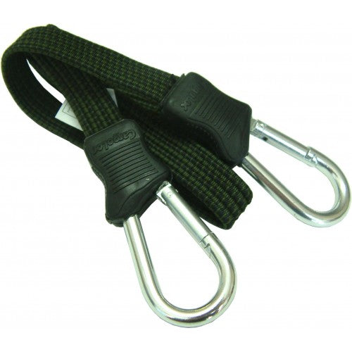 Durable Cargoloc 25" bungee cords with zinc hooks, weather-resistant, ideal for securing heavy luggage.