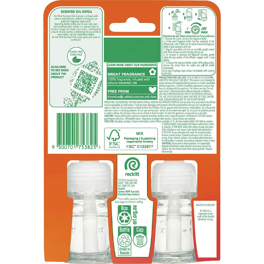Air Wick Pure Celebrations Air Freshener Mango&citrus 2 pack 38mL