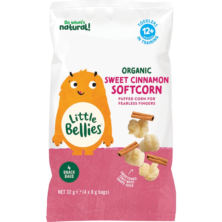 Little Bellies Organic Baby Snacks Sweet Cinnamon Softcorn 4x8g