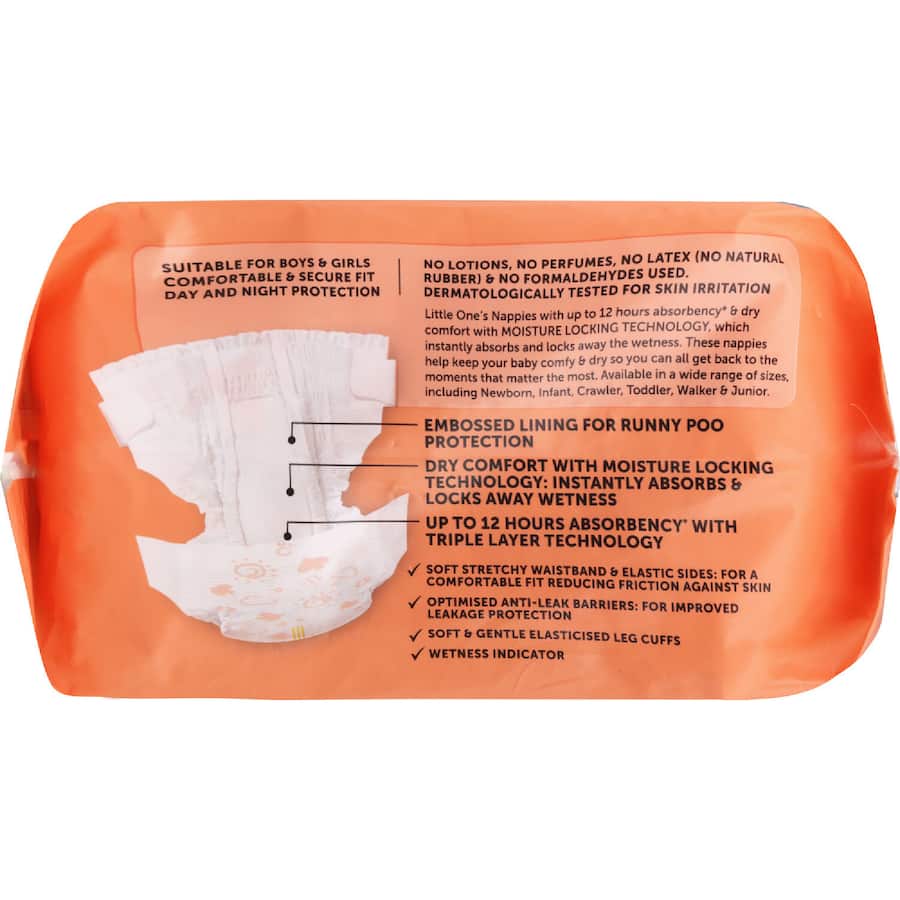 Little One's Convenience Nappies Crawler Boys & Girls 6-11kg Size 3 16pack