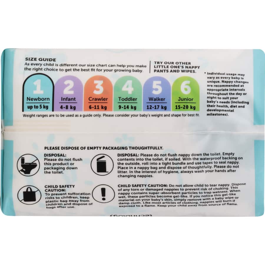 Little One's Convenience Newborn Nappies Boys & Girls Up To 5kg Size 1 21pack