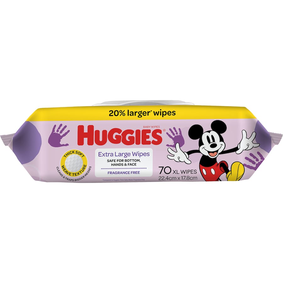 Huggies Thick Baby Wipes Extra Large Fragrance Free 70pack