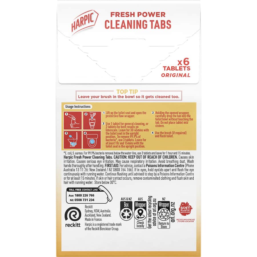 Harpic Toilet Cleaner Fresh Power Cleaning Tabs 6 pack