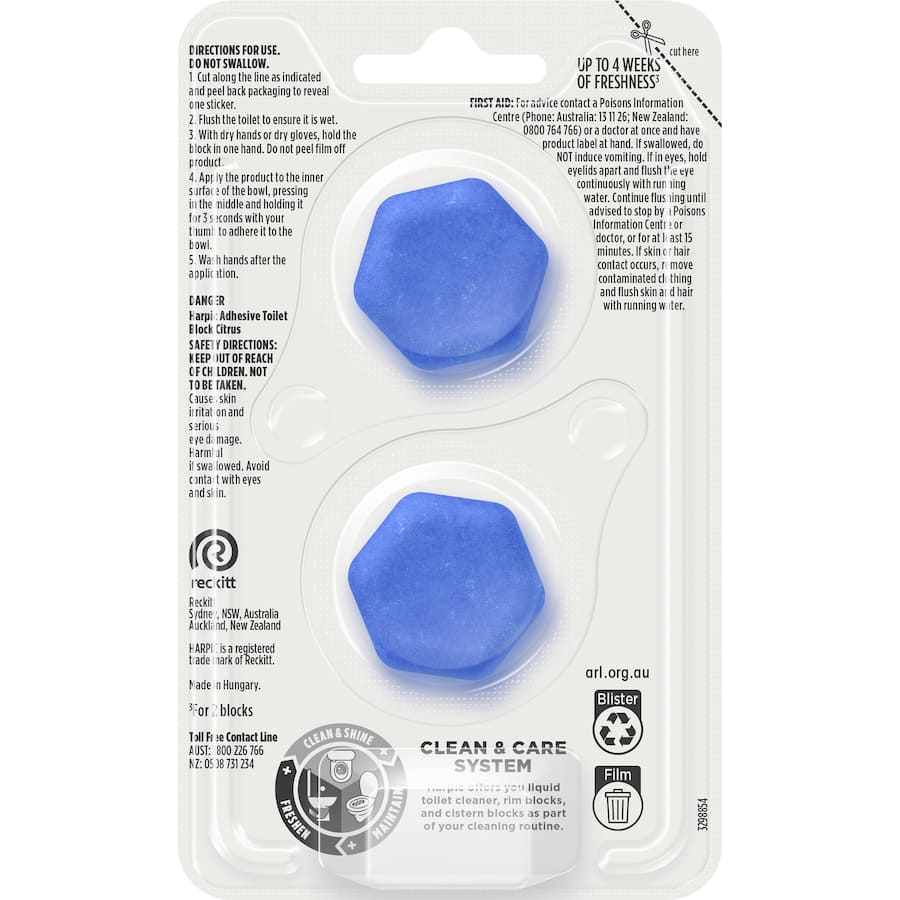 Harpic Toilet Cleaner Hygienic & Fresh Sticker Adhesive Marine 2 pack