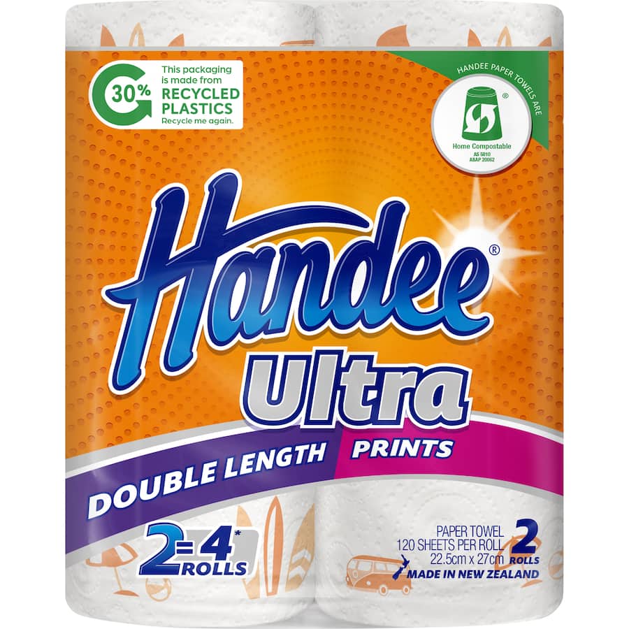Handee Paper Towels Double Length Print 2pack