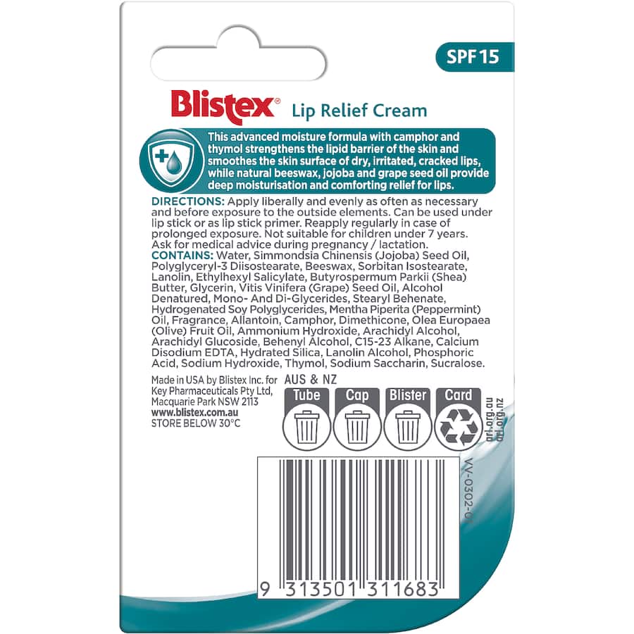 Blistex Lip Relief Cream Spf15 6g
