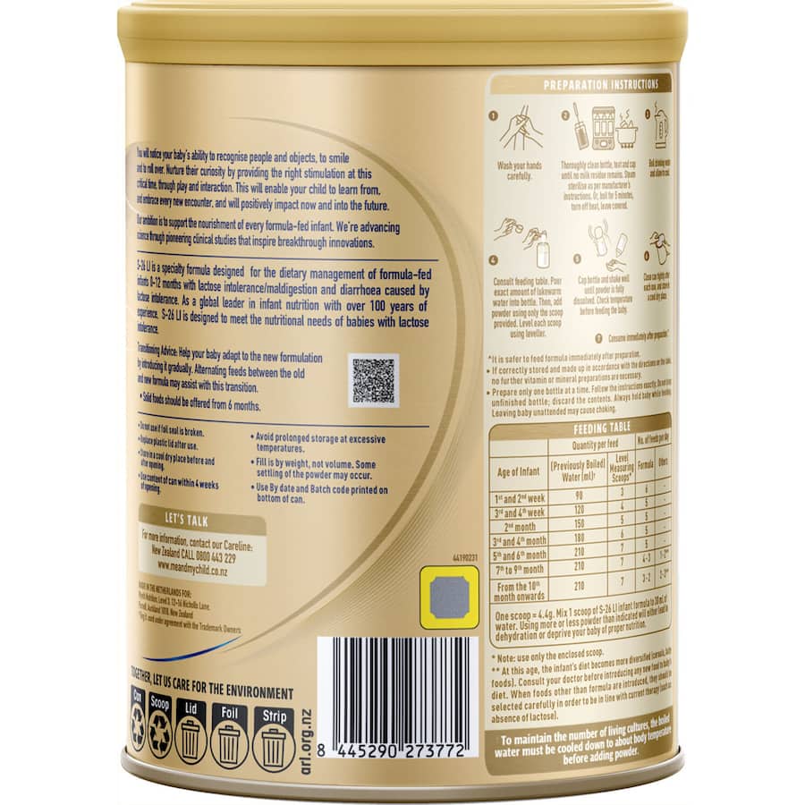 S26 Gold Infant Formula Lactose Intolerance
