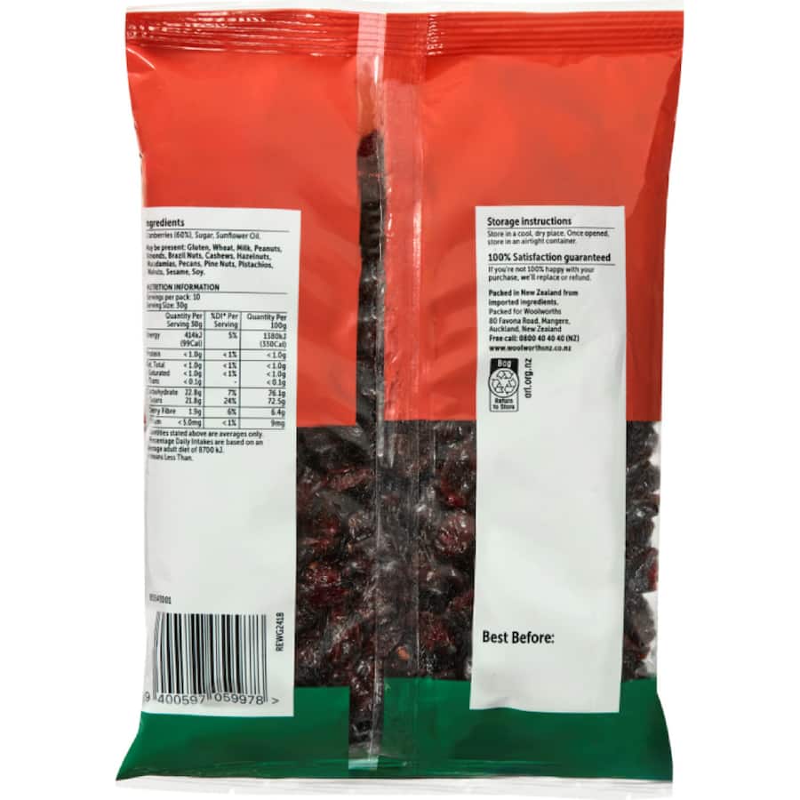 Woolworths Dried Cranberry  Bag 300g