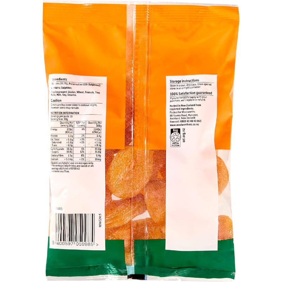 Woolworths Dried Apricots  Bag 300g