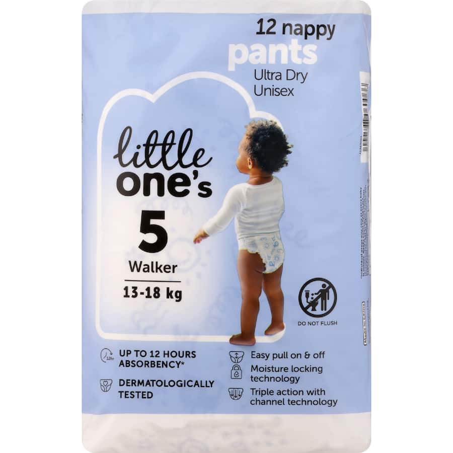 Little One's Convenience Nappy Pants Walker Boys & Girls 13-18kg Size 5 12pack