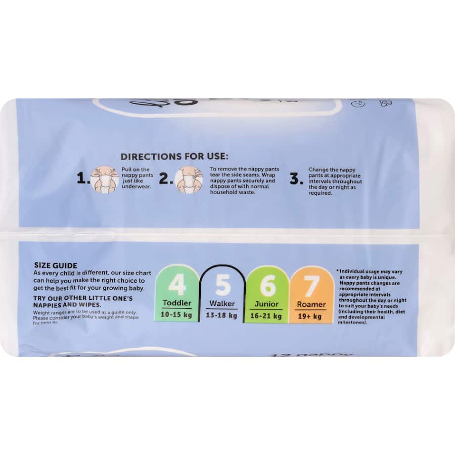 Little One's Convenience Nappy Pants Walker Boys & Girls 13-18kg Size 5 12pack