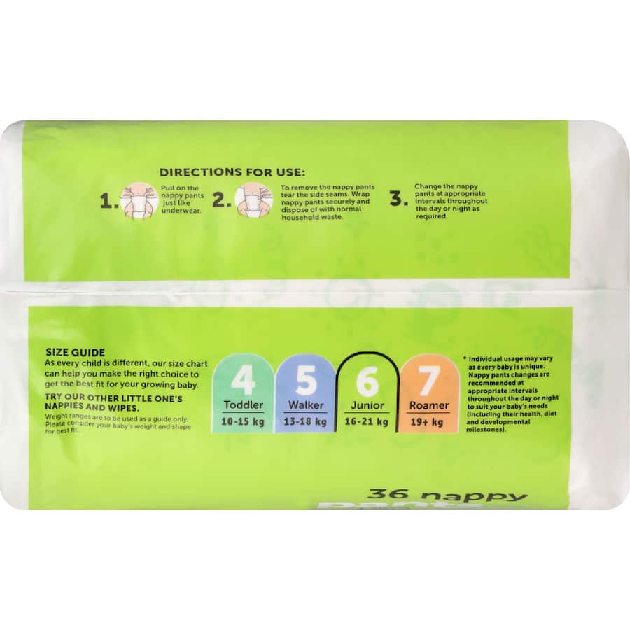 Little One's Bulk Nappy Pants Junior Boys & Girls 16+ Kg Size 6 36pack