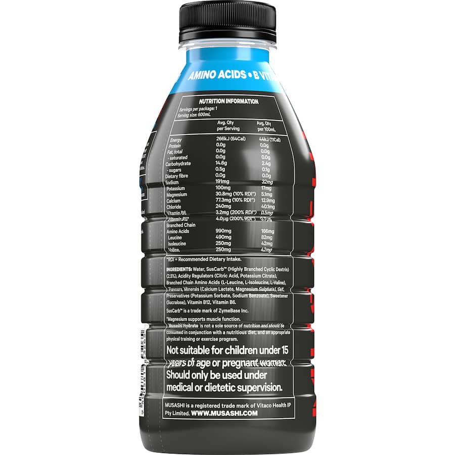 Musashi Hydration Drink Blue Raspberry 600mL