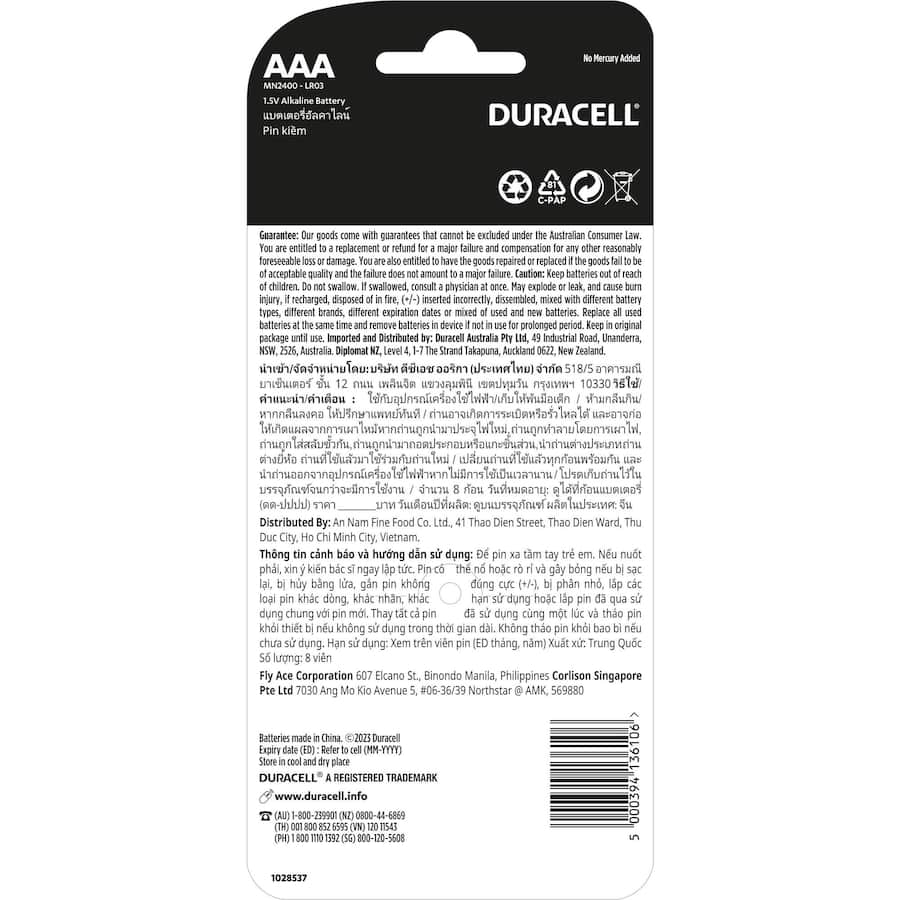 Duracell Batteries Coppertop Aaa 8pack