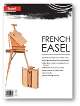 Lightweight elm wood French easel with storage, adjustable legs, and support for canvases up to 85cm, perfect for outdoor artists.