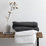 Super King Bed - White Cotton Waffle Blanket