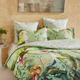 Queen Duvet Cover Set - Aviary Green Quilt Cover Set by Logan & Mason