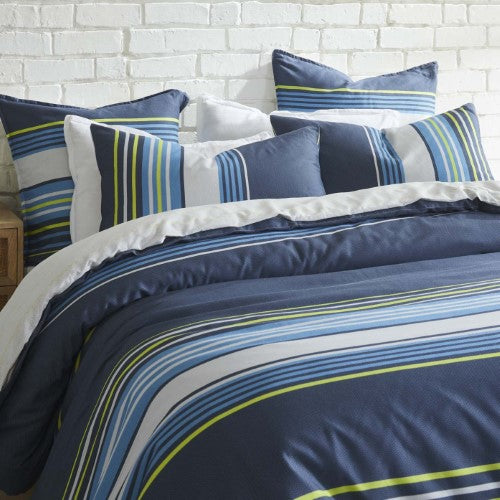 Queen Duvet Cover Set - Zayn Blue Quilt Cover Set by Logan & Mason