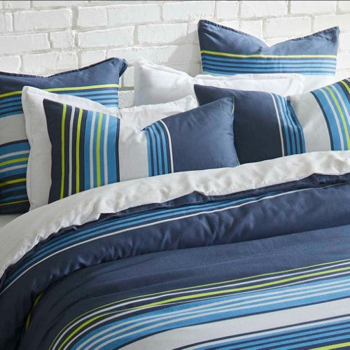 Queen Duvet Cover Set - Zayn Blue Quilt Cover Set by Logan & Mason