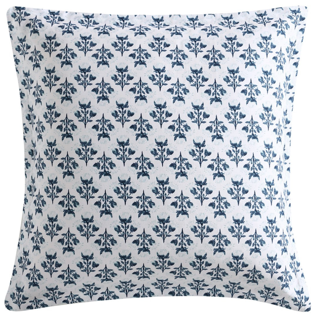 European pillowcase featuring floral motifs, made of soft 100% cotton sateen, measuring 65cm x 65cm for an elegant touch.