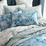 Serene Kiama Blue Queen Duvet Cover Set featuring coastal floral watercolors and soft 100% cotton sateen for luxurious comfort.