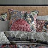 Super King Duvet Cover Set in Barrabar Red featuring native floral design, 100% Cotton Sateen, perfect for winter warmth.