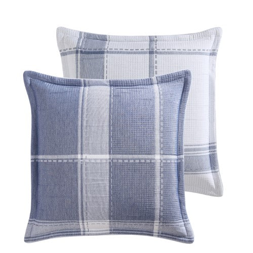 Cannon White European Pillowcase showcasing a chic check design, crafted from durable poly/cotton with elegant piped trim.