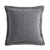 Sophisticated charcoal European pillowcase with modern damask design and stonewashed finish for luxurious comfort and style.