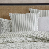 King Duvet Cover Set featuring linear floral designs in sage, crafted from 100% premium cotton for comfort and elegance.