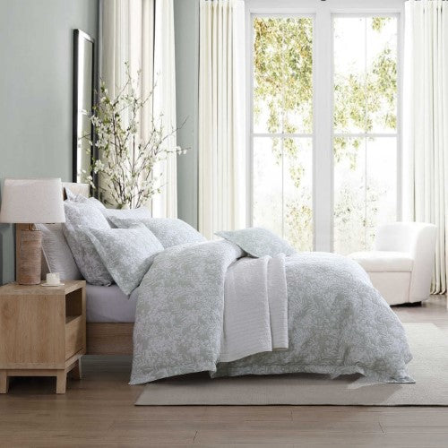 Queen Duvet Cover Set - Quinn Sage Quilt Cover Set by Private Collection