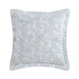 Elegant sage European pillowcase with pompom lace trim, inspired by Australian foliage, ideal for serene bedroom decor.