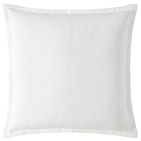 Caspian White European Pillowcase featuring elegant striped and check pattern, crafted from 100% cotton, 65cm x 65cm.