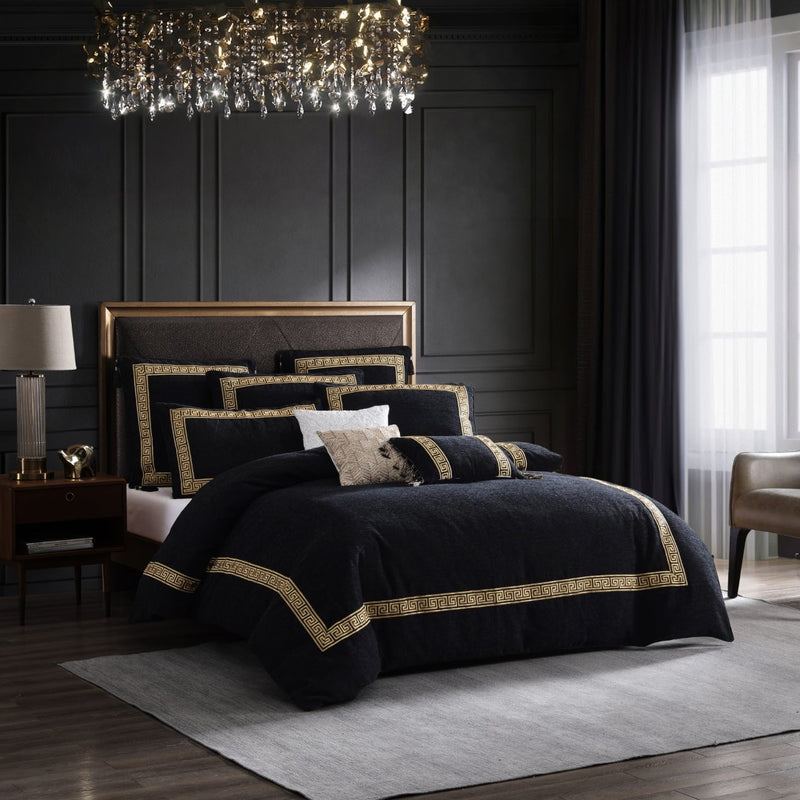 Queen Duvet Cover Set - Olympia Black by Davinci