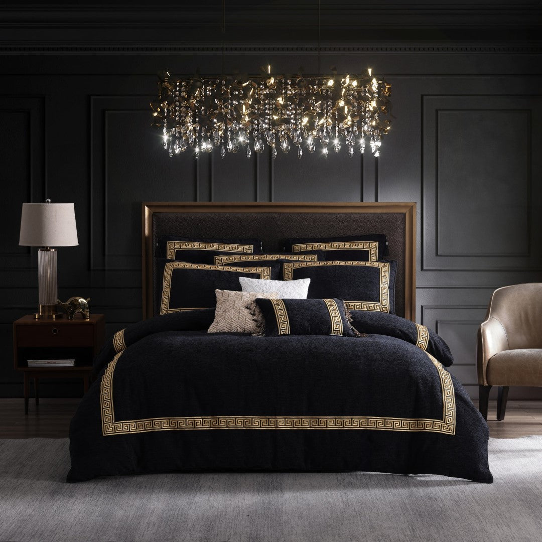 Queen Duvet Cover Set - Olympia Black by Davinci