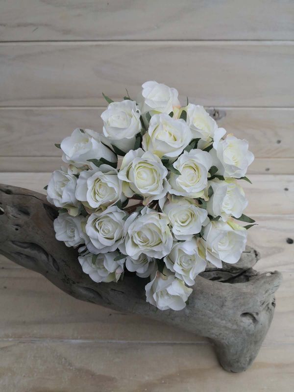 Artificial Rose Bud Posy x 20 (White)