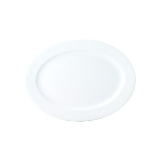 Oval white porcelain platters set of 12, perfect for elegant dining and durable for various cuisines and occasions.